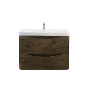 750mm Smile Wall Hung Bathroom Vanity Dark Oak Wood Grain
