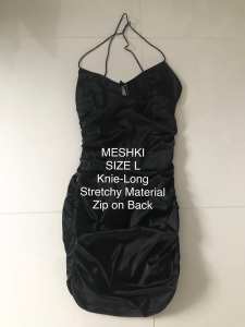 Cute Stretchy Black MESHKI Dress $20. Size L (AU Size 12). Knie-Long.