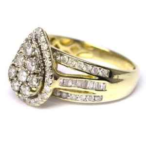 9ct Yellow And White Gold Ladies Diamond Ring Size Q 1ct TDW