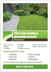 Tims Lawn Mowing and Gardening services