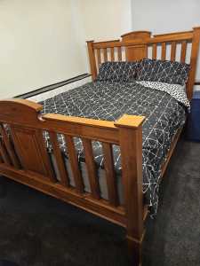 Queen size bed (Frame, mattress, and linen included)
