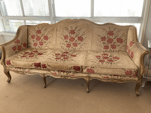 Lounge Suite (3 pieces)-Louis XV French style, gold frame, in VGC