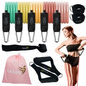 11 PC Resistance Bands Set Exercise Tube Bands with Door Anchor Handle