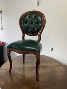 Victorian Style Solid Timber Leather Chairs With Free Table