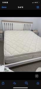 King size solid wood bed & mattress 