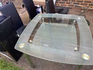 Free Dining Glass Table with 3 Chairs