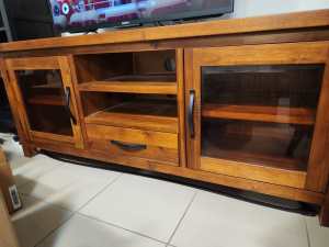 Solid acacia wood TV unit