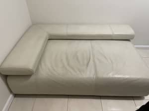 White modular leather couch
