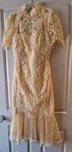 Thurley Dress 8, Soft Yellow Lace Summer Occasion Excellent Condition
