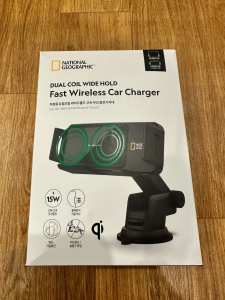 Nat Geo Dual Coil Wide Hold Fast Wireless Car Charger