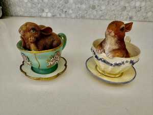 Cute Bunnies in Teacups x 2