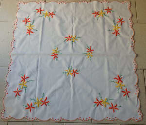 Square Embroidered Table Cloth Embroidery Tablecloth 84cm x 84cm