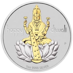 Perth Mint 2020 Happy Diwali 1oz silver Gold Gilded Medallion
