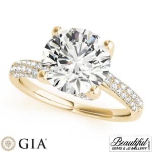 2-Carats 18K Yellow Gold Diamond Engagement Ring with matching Wedding