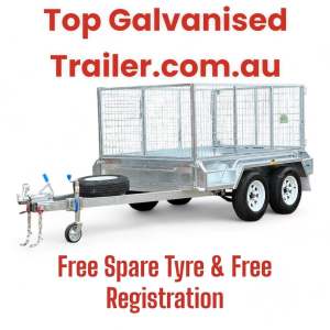 8x5 Tandem Galvanised Trailer with Free Spare Tyre, Free Registration