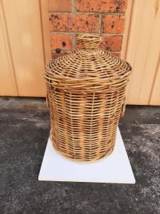 Medium Round Cane Wicker Basket with lid.