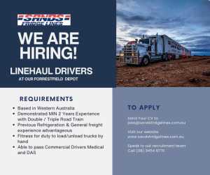 Calling all Linehaul Drivers based in WA!(FORRESTFIELD)