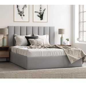 Celine Queen Gas Lift Storage Bed Frame (Grey Fabric)