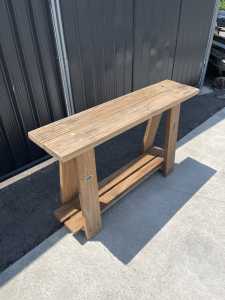 Rustic hall table made from salvaged Ironbark