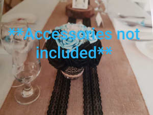 Jute/hessian table runners with black trim