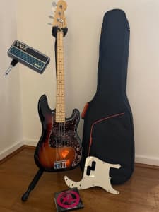 Fender Player Precision Bass, 2022   case, new flats, VOX mini amp