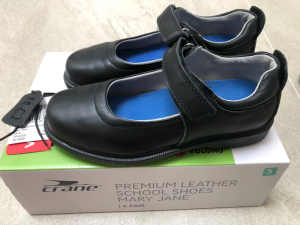 Leather Premium Mary Jane Girls Black Primary School Shoes Sz US3 New