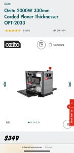 Ozito 2000W 330mm Corded Planer Thicknesser