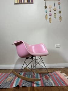Powder pink Eiffel Eames style rocking chair