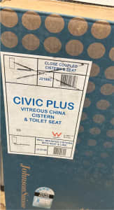 Civic plus Vitreous china cistern and toilet seat still in box