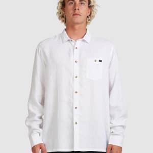 Men's Billabong White Kern Hemp L/S Shirt Size XL Brand New $99.95