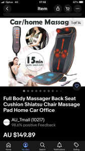 Full body massage got back seat cushion