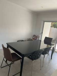 BLACK GLASS DINING TABLE