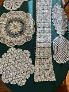 Vintage handmade large crochet doilies