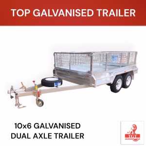 10x6 Tandem Trailer Galvanised Box Trailer 2000kg ATM, 1.9m Drawbar