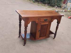 Antique/ Vintage oak hall table /wash stand on castors,106*51*76cm,