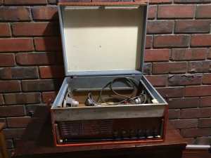 Vintage His Masters Voice Player Radio is working Reduced 