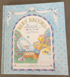 Baby Record Book. A souvenir of first five years by Sue Warne. Rare!