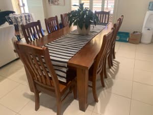 Solid Wood Table & 8 Chairs – 217cm (L)