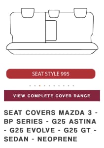 Mazda 3 bp rear seat cover 