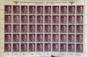 WW2 era Germany Sheet of 50 stamps, full gum MNH. Free postage