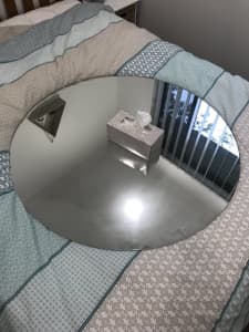 Large round mirror with fittings