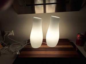 2 Ikea Sweden Mylonit lamps white 1980s- designed by Polantis 1990s