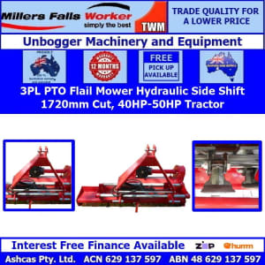 Millers Falls 3PL PTO Flail Mower 1720mm Cut Hydraulic Offset
