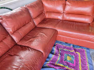 Leather Lounge Sofa Burnt Orange 