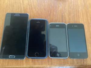 3 earlier iPhones and 1 Samsung note