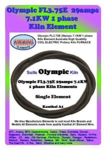 Olympic FL3.75E  29amps 7.1KW 1 phase  Kiln Element