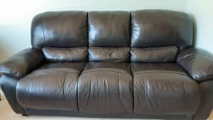 3 seater brown leather couch