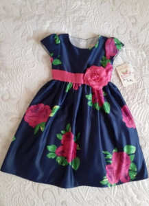 girls dress party size 4 Navy / pink floral BRAND NEW
