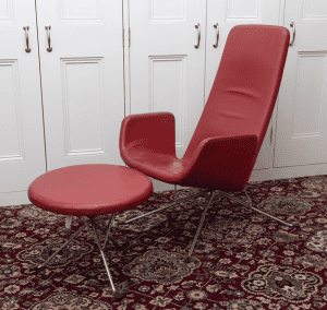 Zanotta Red Leather Lounge Chair - Italian Vintage