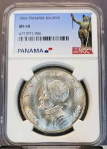 1966 Panama Silver Balboa NGC MS-64 Australia Dollar Bullion coin